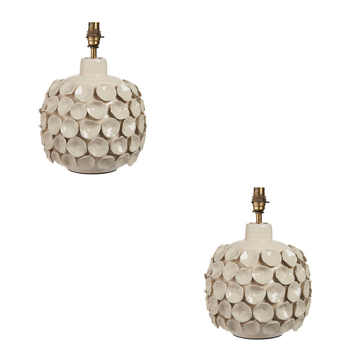 2 PACK Table Lamp Base Only - Ivory crackle glaze & brushed aged brass plate - 10W LED B22