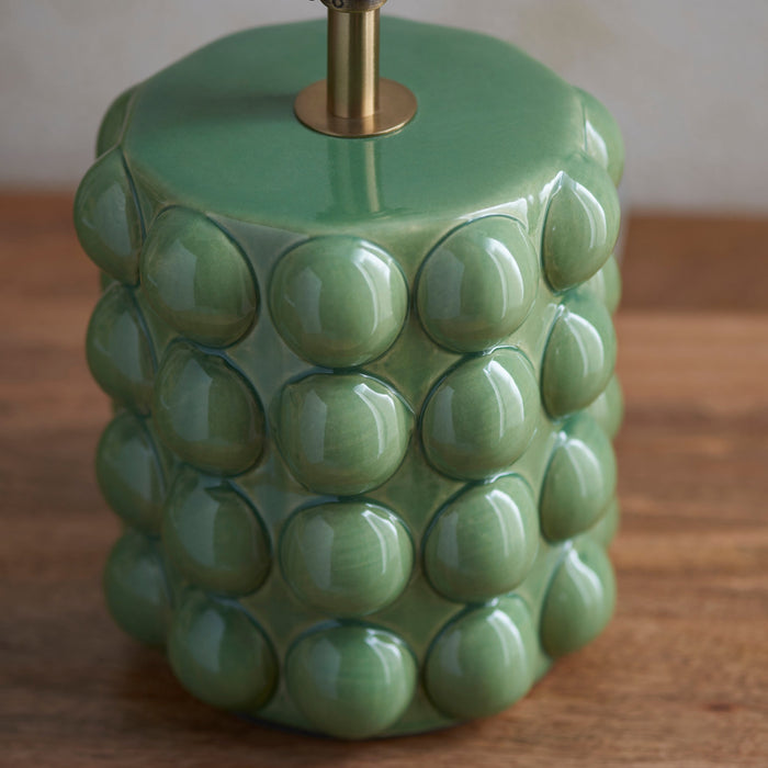 Table Lamp Base Only - Olive green glaze & brushed aged brass plate - 10W LED B22