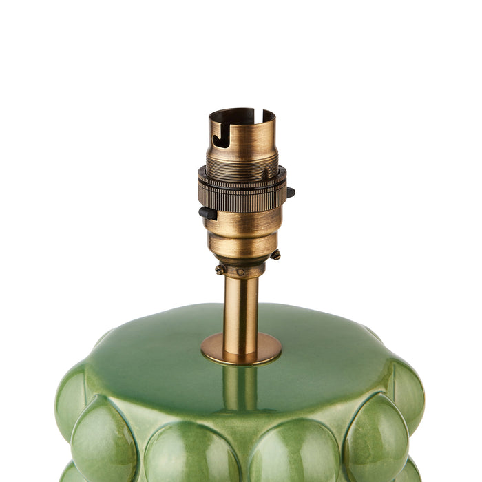 Table Lamp Base Only - Olive green glaze & brushed aged brass plate - 10W LED B22