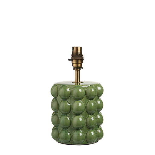 Table Lamp Base Only - Olive green glaze & brushed aged brass plate - 10W LED B22