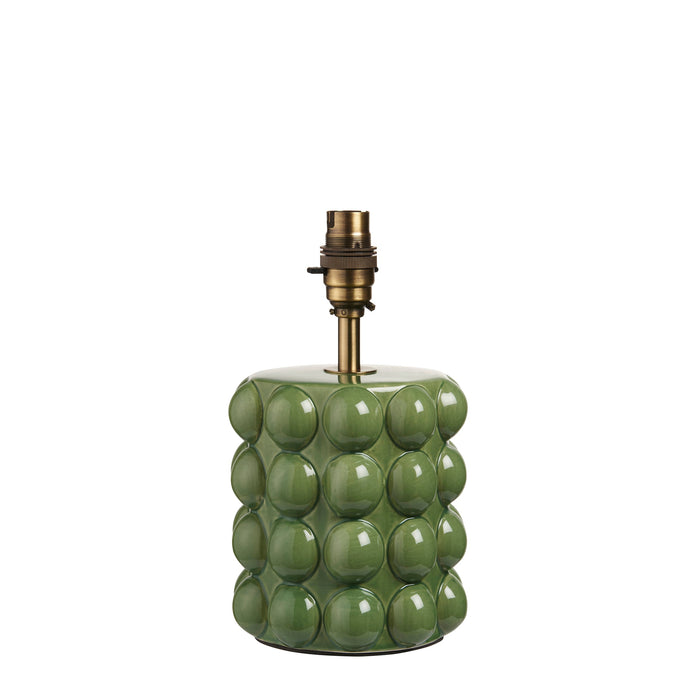 Table Lamp Base Only - Olive green glaze & brushed aged brass plate - 10W LED B22