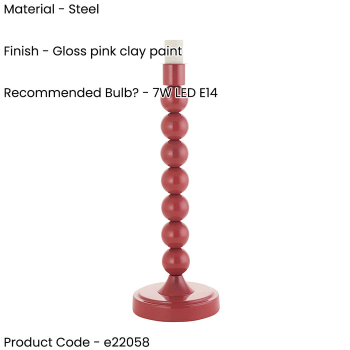 2 PACK Table Lamp Base Only - Gloss pink clay paint - 7W LED E14