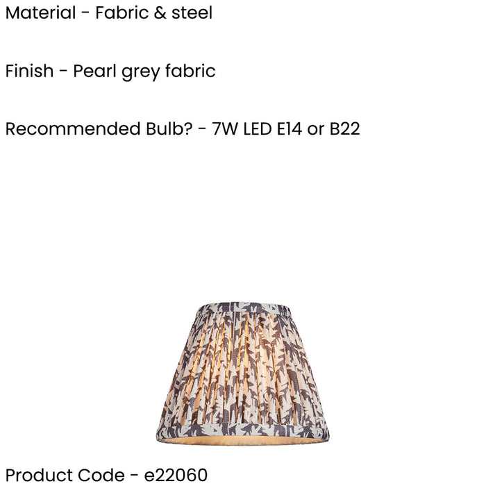 16cm Tapered cylinder Lamp Shade - Pearl grey fabric - Pleated Handcrafted Light