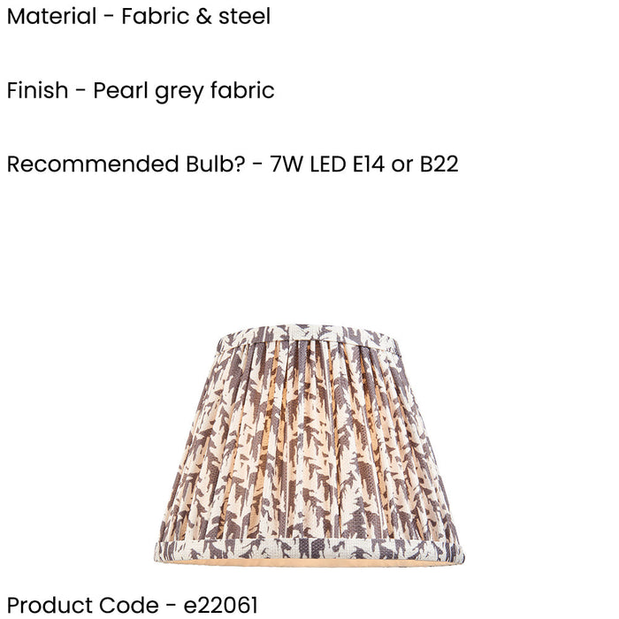20cm Tapered cylinder Lamp Shade - Pearl grey fabric - Pleated Handcrafted Light