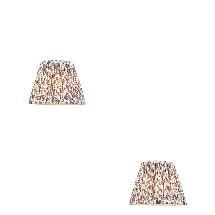 2 PACK 20cm Tapered cylinder Lamp Shade - Pearl grey fabric - Pleated Handcrafted Light