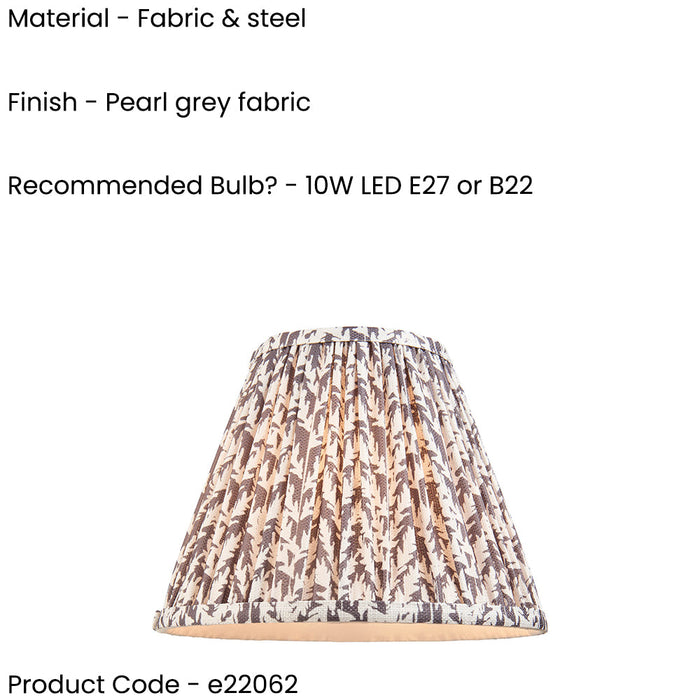 2 PACK 25cm Tapered cylinder Lamp Shade - Pearl grey fabric - Pleated Handcrafted Light