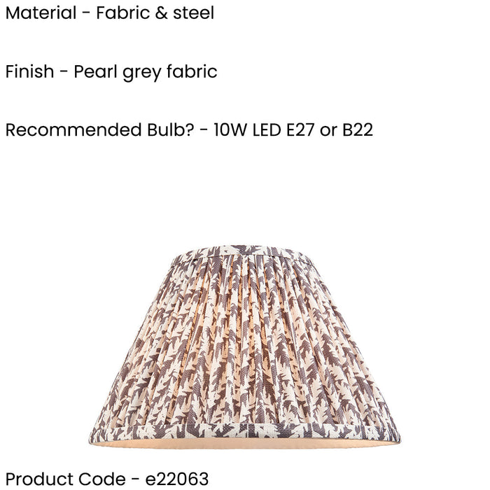 2 PACK 30cm Tapered cylinder Lamp Shade - Pearl grey fabric - Pleated Handcrafted Light