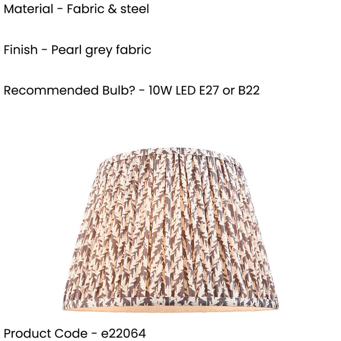 2 PACK 35cm Tapered cylinder Lamp Shade - Pearl grey fabric - Pleated Handcrafted Light