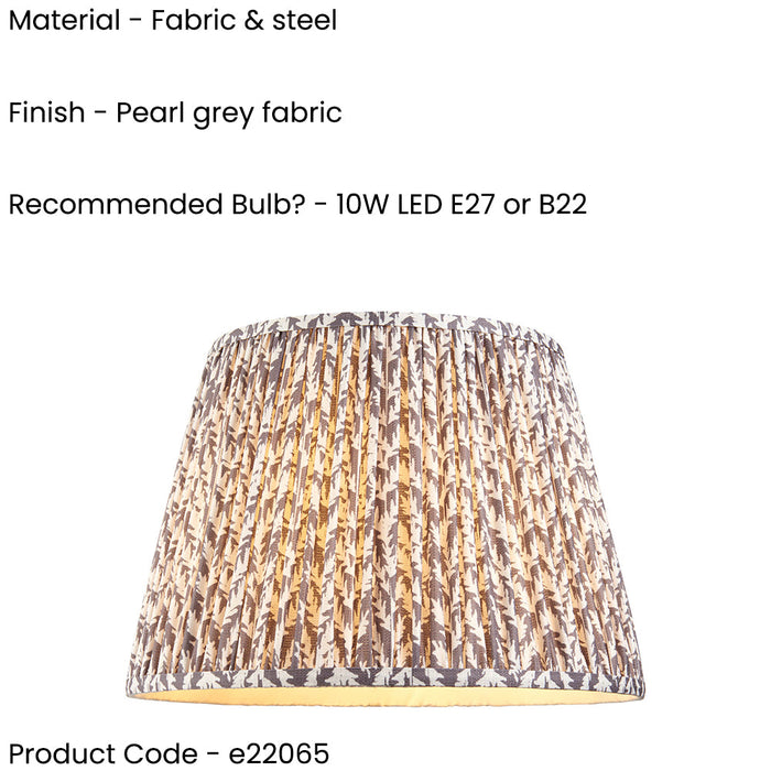 2 PACK 40cm Tapered cylinder Lamp Shade - Pearl grey fabric - Pleated Handcrafted Light