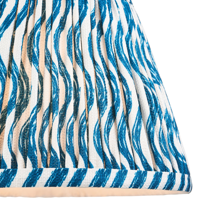 20cm Tapered cylinder Lamp Shade - Marlin blue fabric - Pleated Wave Handcrafted Light