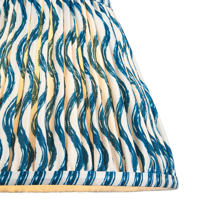 25cm Tapered cylinder Lamp Shade - Marlin blue fabric - Pleated Wave Handcrafted Light