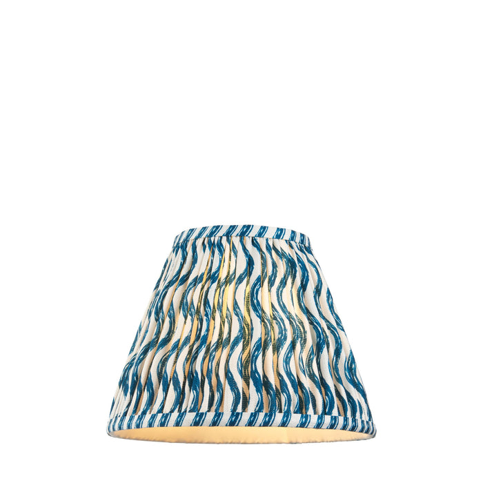 25cm Tapered cylinder Lamp Shade - Marlin blue fabric - Pleated Wave Handcrafted Light