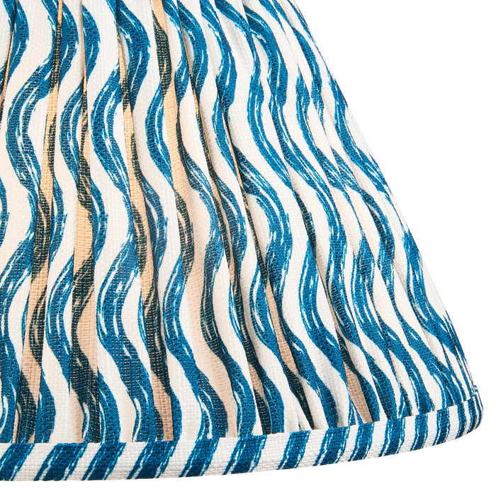 30cm Tapered cylinder Lamp Shade - Marlin blue fabric - Pleated Wave Handcrafted Light