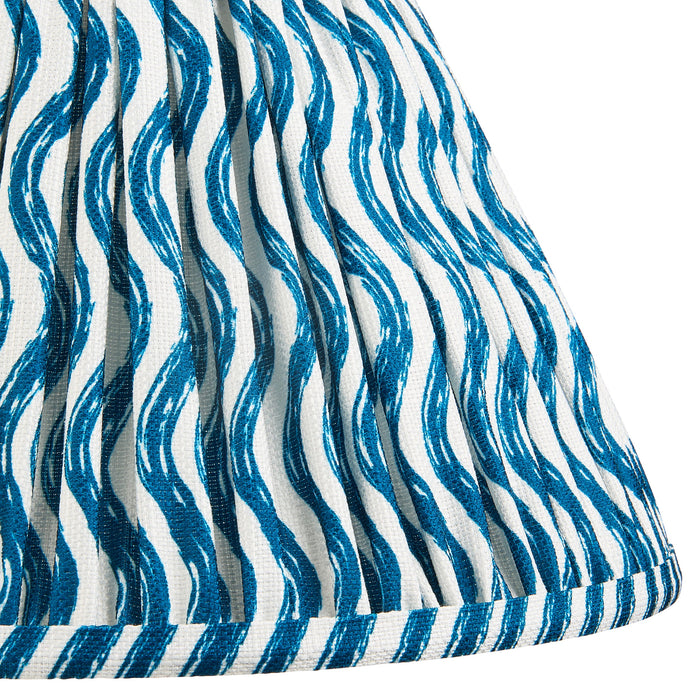 30cm Tapered cylinder Lamp Shade - Marlin blue fabric - Pleated Wave Handcrafted Light