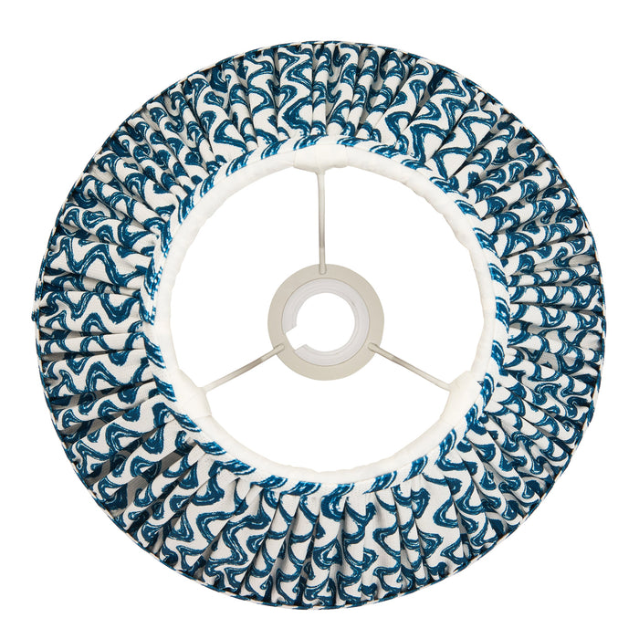 30cm Tapered cylinder Lamp Shade - Marlin blue fabric - Pleated Wave Handcrafted Light