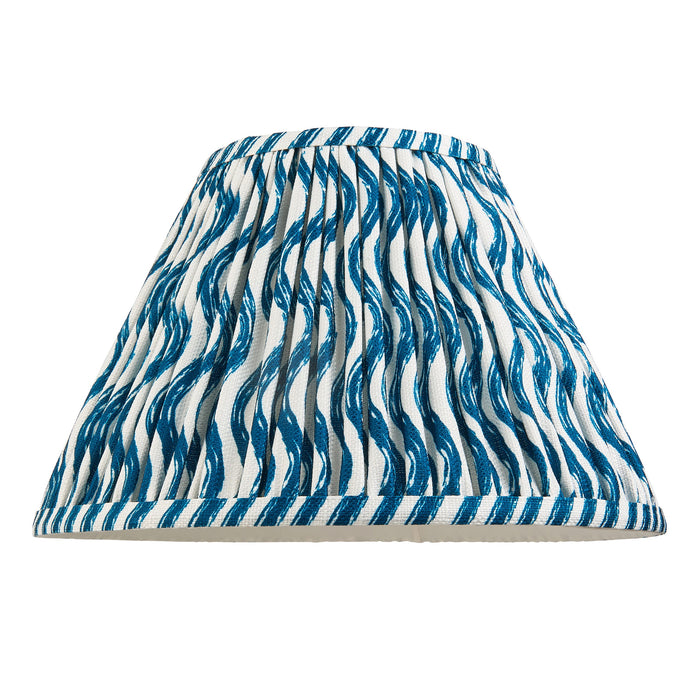 30cm Tapered cylinder Lamp Shade - Marlin blue fabric - Pleated Wave Handcrafted Light