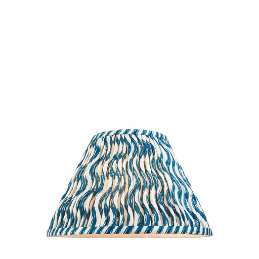 30cm Tapered cylinder Lamp Shade - Marlin blue fabric - Pleated Wave Handcrafted Light