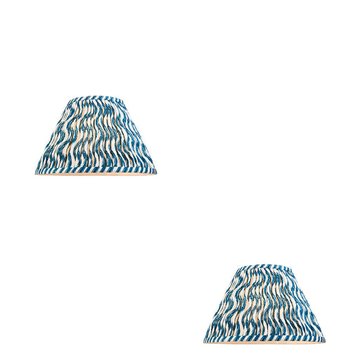 2 PACK 30cm Tapered cylinder Lamp Shade - Marlin blue fabric - Pleated Wave Handcrafted Light