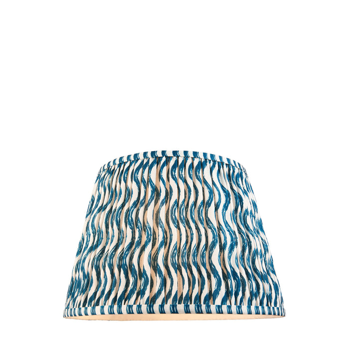 35cm Tapered cylinder Lamp Shade - Marlin blue fabric - Pleated Wave Handcrafted Light