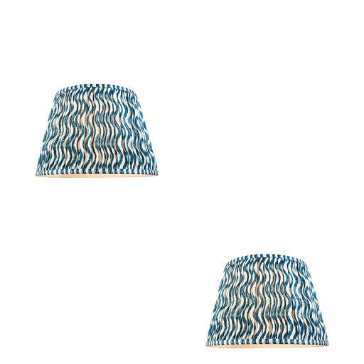 2 PACK 35cm Tapered cylinder Lamp Shade - Marlin blue fabric - Pleated Wave Handcrafted Light