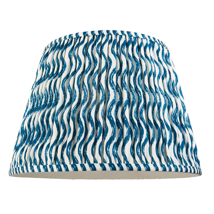 40cm Tapered cylinder Lamp Shade - Marlin blue fabric - Pleated Wave Handcrafted Light