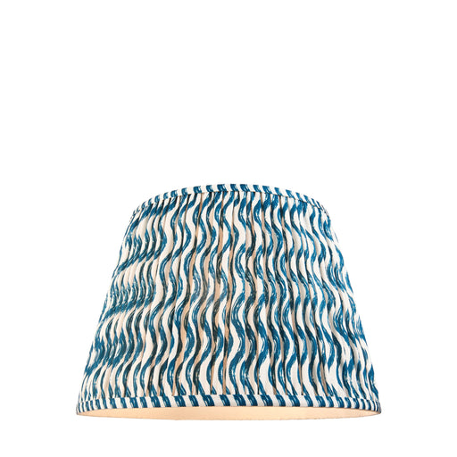 40cm Tapered cylinder Lamp Shade - Marlin blue fabric - Pleated Wave Handcrafted Light