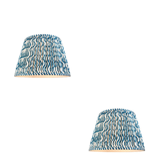 2 PACK 40cm Tapered cylinder Lamp Shade - Marlin blue fabric - Pleated Wave Handcrafted Light
