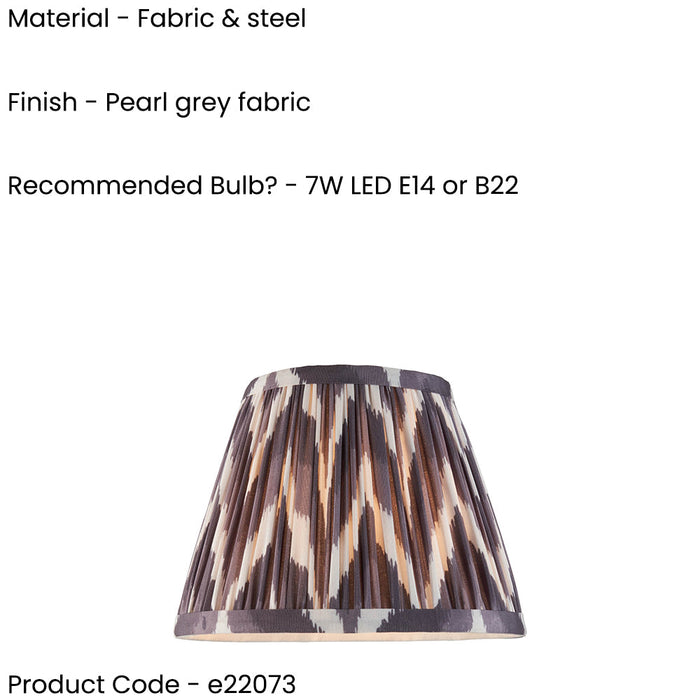 20cm Tapered cylinder Lamp Shade - Pearl grey fabric - Pleated Zigzag Handcrafted Light