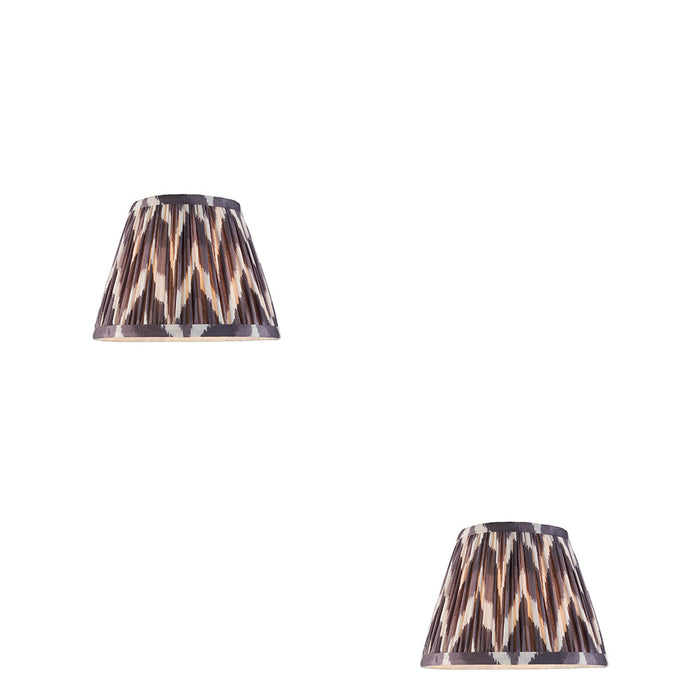2 PACK 20cm Tapered cylinder Lamp Shade - Pearl grey fabric - Pleated Zigzag Handcrafted Light