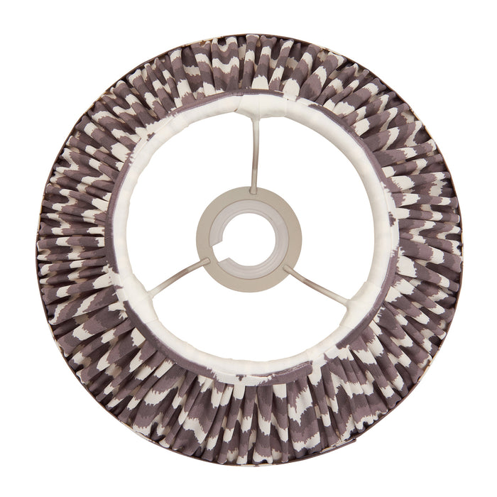 25cm Tapered cylinder Lamp Shade - Pearl grey fabric - Pleated Zigzag Handcrafted Light