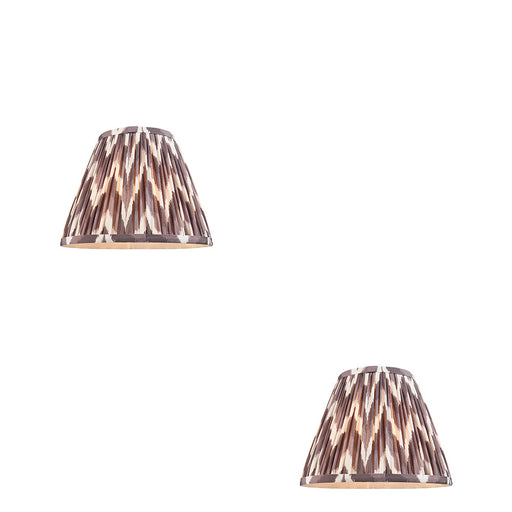 2 PACK 25cm Tapered cylinder Lamp Shade - Pearl grey fabric - Pleated Zigzag Handcrafted Light
