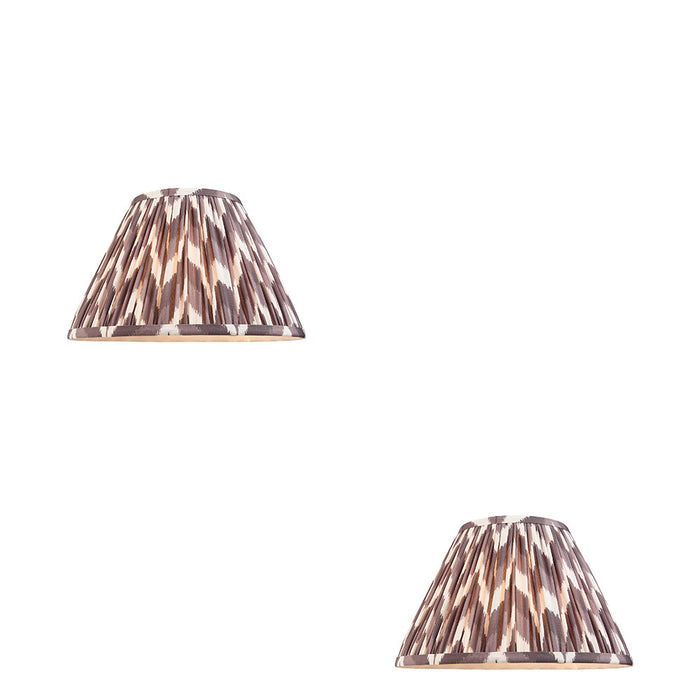 2 PACK 30cm Tapered cylinder Lamp Shade - Pearl grey fabric - Pleated Zigzag Handcrafted Light