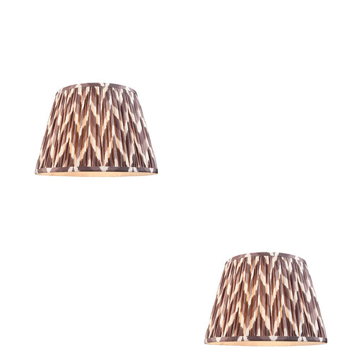2 PACK 35cm Tapered cylinder Lamp Shade - Pearl grey fabric - Pleated Zigzag Handcrafted Light