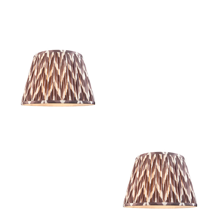 2 PACK 35cm Tapered cylinder Lamp Shade - Pearl grey fabric - Pleated Zigzag Handcrafted Light