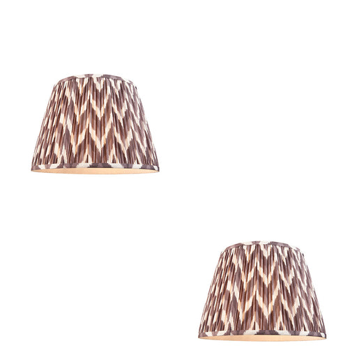 2 PACK 40cm Tapered cylinder Lamp Shade - Pearl grey fabric - Pleated Zigzag Handcrafted Light