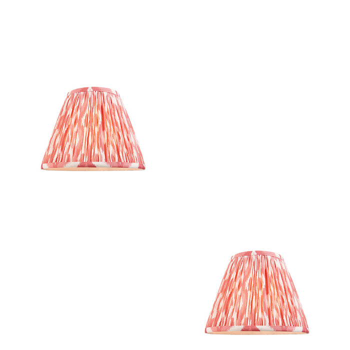 2 PACK 25cm Tapered cylinder Lamp Shade - Coral pink fabric - Pleated Spot Handcrafted Light