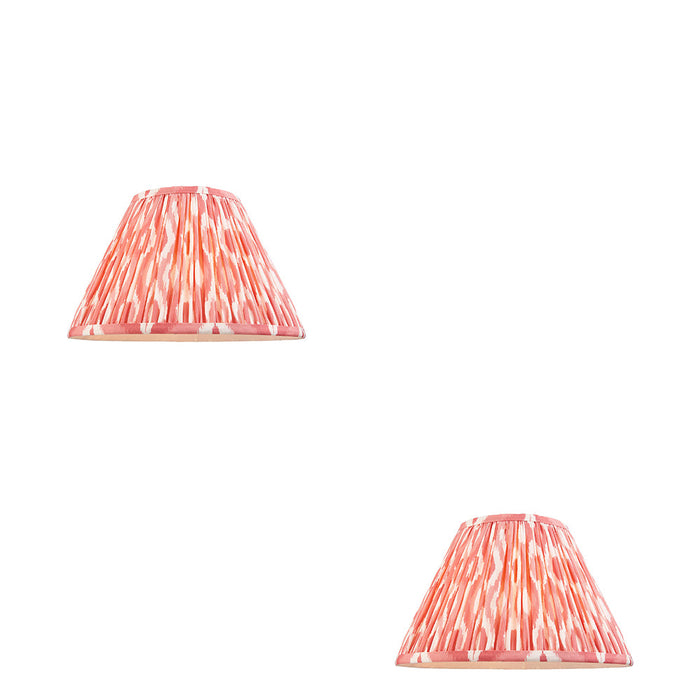2 PACK 30cm Tapered cylinder Lamp Shade - Coral pink fabric - Pleated Spot Handcrafted Light