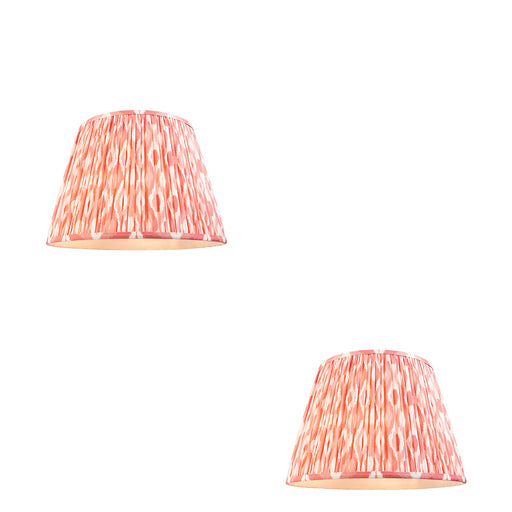 2 PACK 40cm Tapered cylinder Lamp Shade - Coral pink fabric - Pleated Spot Handcrafted Light