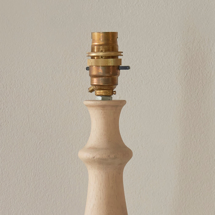 2 PACK Table Lamp Base Only - Natural wood & brushed aged brass plate - 10W LED B22