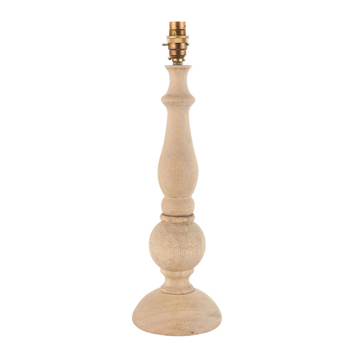 Table Lamp Base Only - Natural wood & brushed aged brass plate - 10W LED B22