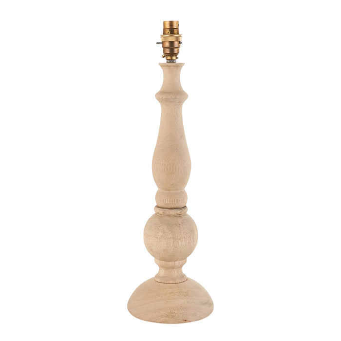 Table Lamp Base Only - Natural wood & brushed aged brass plate - 10W LED B22