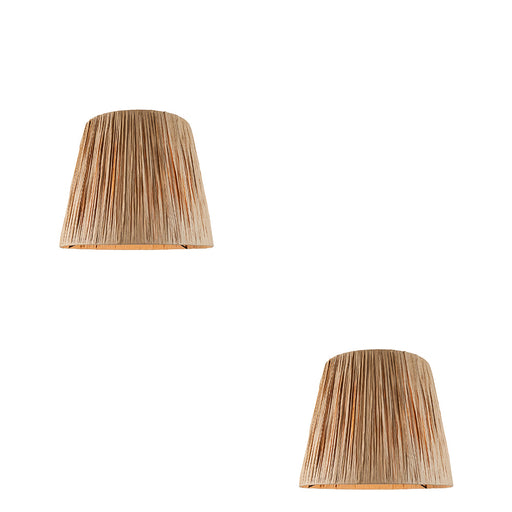 2 PACK 32cm Tapered cylinder Lamp Shade - Natural raffia - Pleated Handcrafted Light