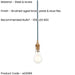Hanging Ceiling Pendant Light - Brushed aged brass plate & blue flex - 10W LED B22