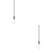 2 PACK Hanging Ceiling Pendant Light - Brushed aged brass plate & blue flex - 10W LED B22