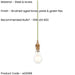 Hanging Ceiling Pendant Light - Brushed aged brass plate & green flex - 10W LED B22