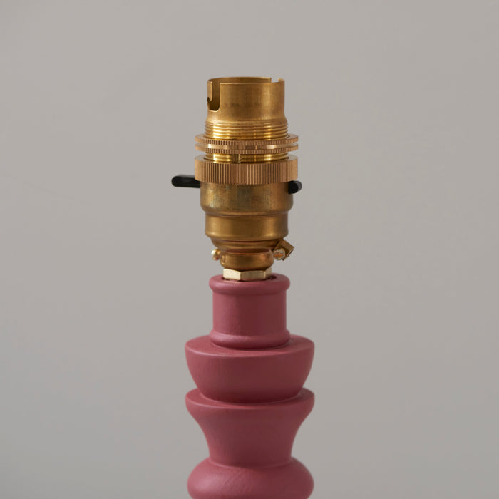 Table Lamp Base Only - Satin pink clay paint & brushed aged brass plate - 7W LED B22