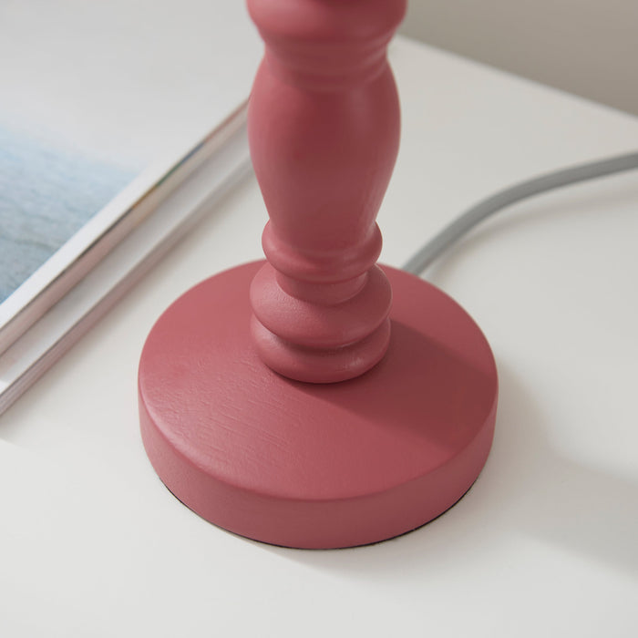 Table Lamp Base Only - Satin pink clay paint & brushed aged brass plate - 7W LED B22