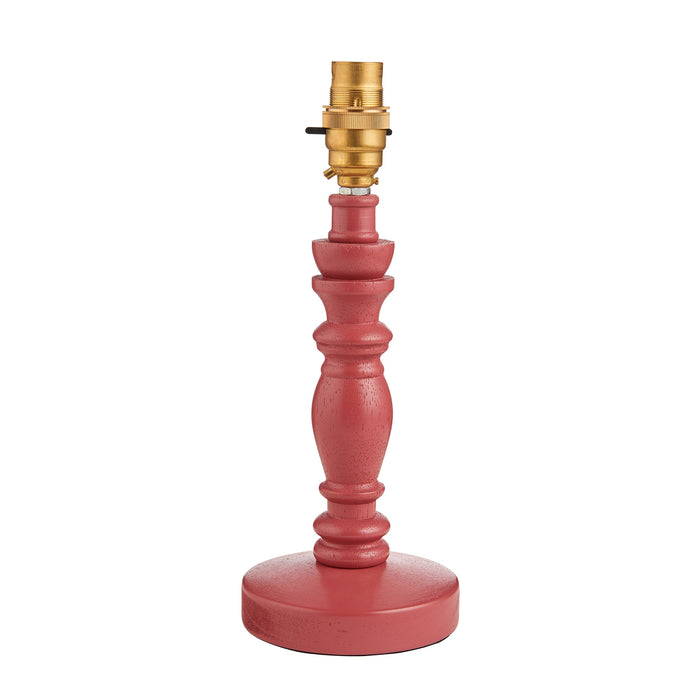 Table Lamp Base Only - Satin pink clay paint & brushed aged brass plate - 7W LED B22