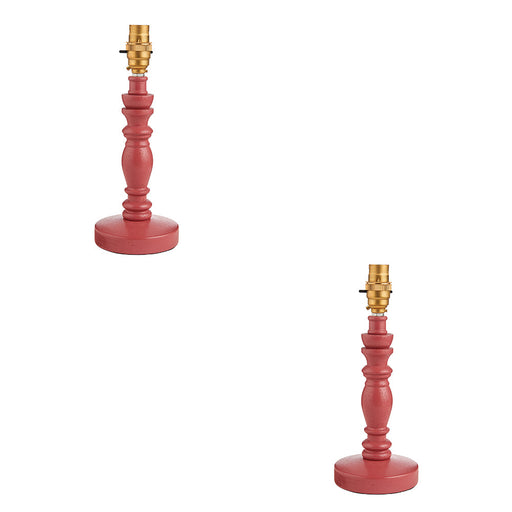2 PACK Table Lamp Base Only - Satin pink clay paint & brushed aged brass plate - 7W LED B22