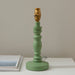 2 PACK Table Lamp Base Only - Satin Cotswold green paint & brushed aged brass plate - 7W LED B22
